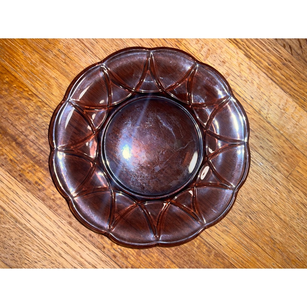Hazel-Atlas Amethyst Newport Hairpin Art Deco Glass Purple Plate 6 inch